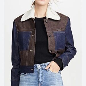 Colovos Multi Fleck Color block, Jacket Brown and Blue Women size Large